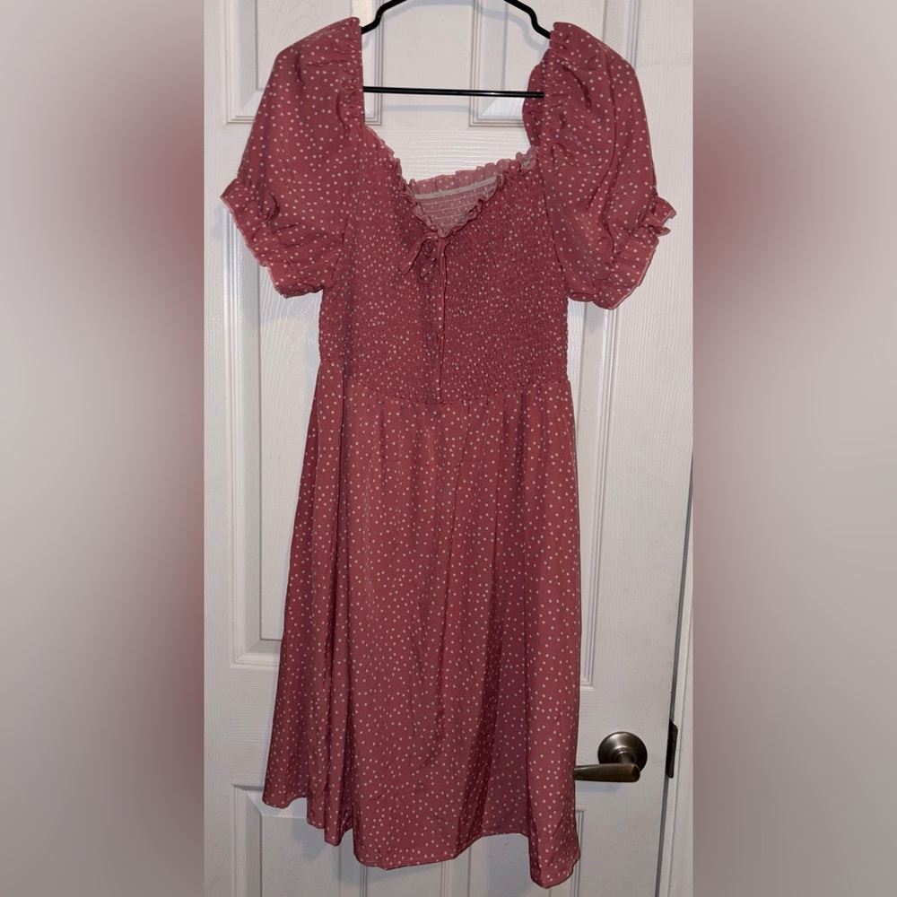 SHEIN Curve Dusty Rose Polka Dot Dress Size 4XL